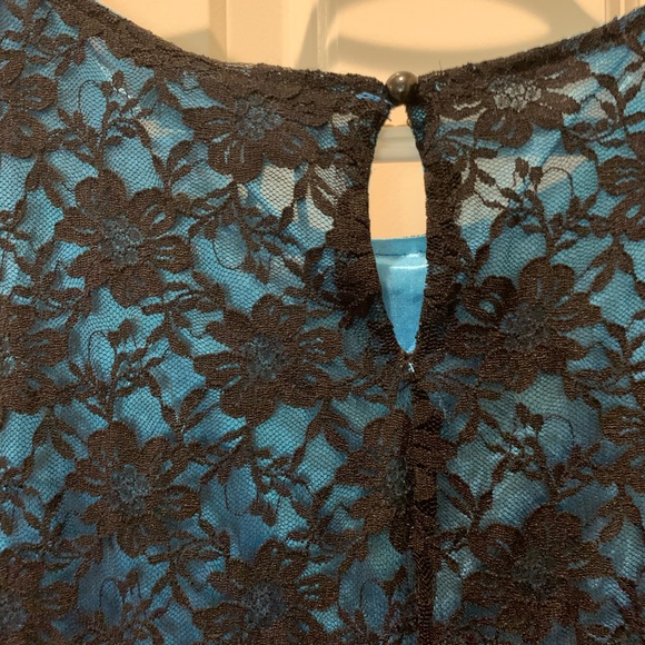 Ice Silk 1XL black lace party dress turquoise - Picture 4 of 5